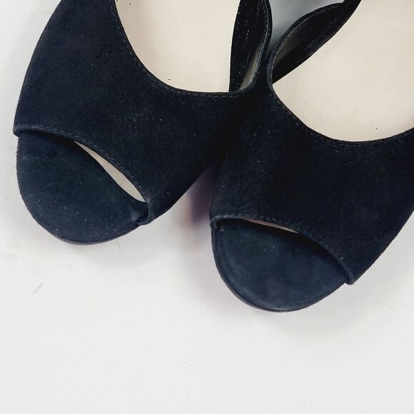 Vagabond Whimisgoth Dark Fairy Peep Toe Black Suede Girlie Ankle Wedge Size 11 - Picture 7 of 12